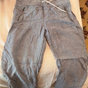 Athleta- linen drawstring wide leg pants